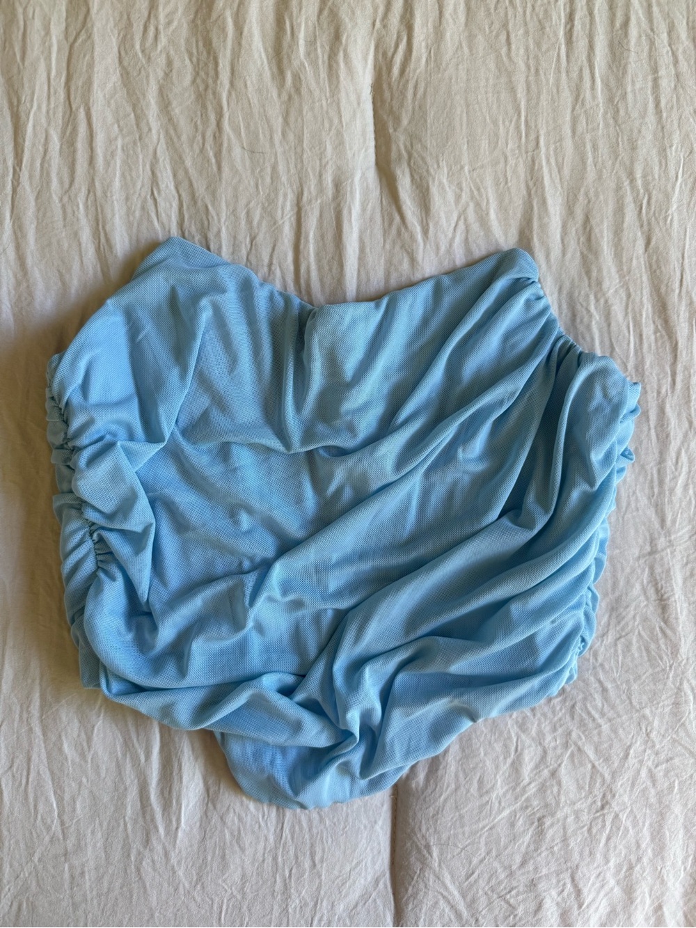 Light Blue Ruched Bandeau Corset Top